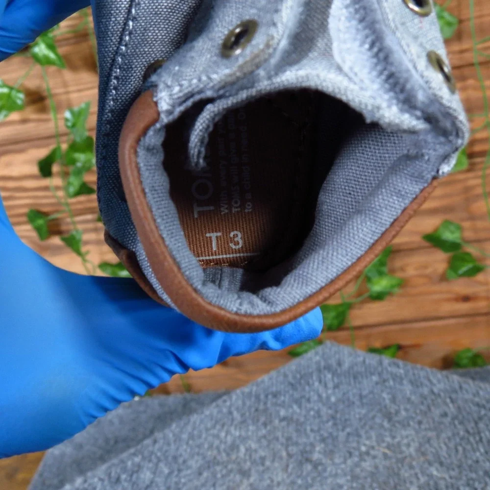 TOMS Paseo Mid Toddler Boys Sneaker Size T3 Casual Walking Shoe Grey Chambray